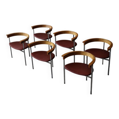 Ensemble de 6 chaises ''PK11'' par Poul Kjaerholm pour E. Kold Christensen, Danemark, années 1950.