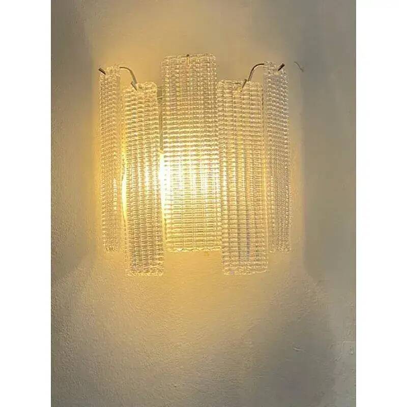 Simoeng “Listelli” Murano Glass Wall Sconce with Diamond Strips - Set 4