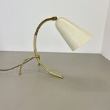 Tripod kalmar stilnovo style hollywood regency table lamp in brass, austria, 1950s