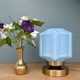Vintage art deco globe table lamp in blue opaline