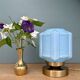Lampe à poser globe vintage art déco en opaline bleue