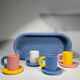 Axel Chay blue tray, cups and saucers