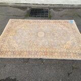 Beige and blue wool Persian rug with a velvet effect, 170x240cm.