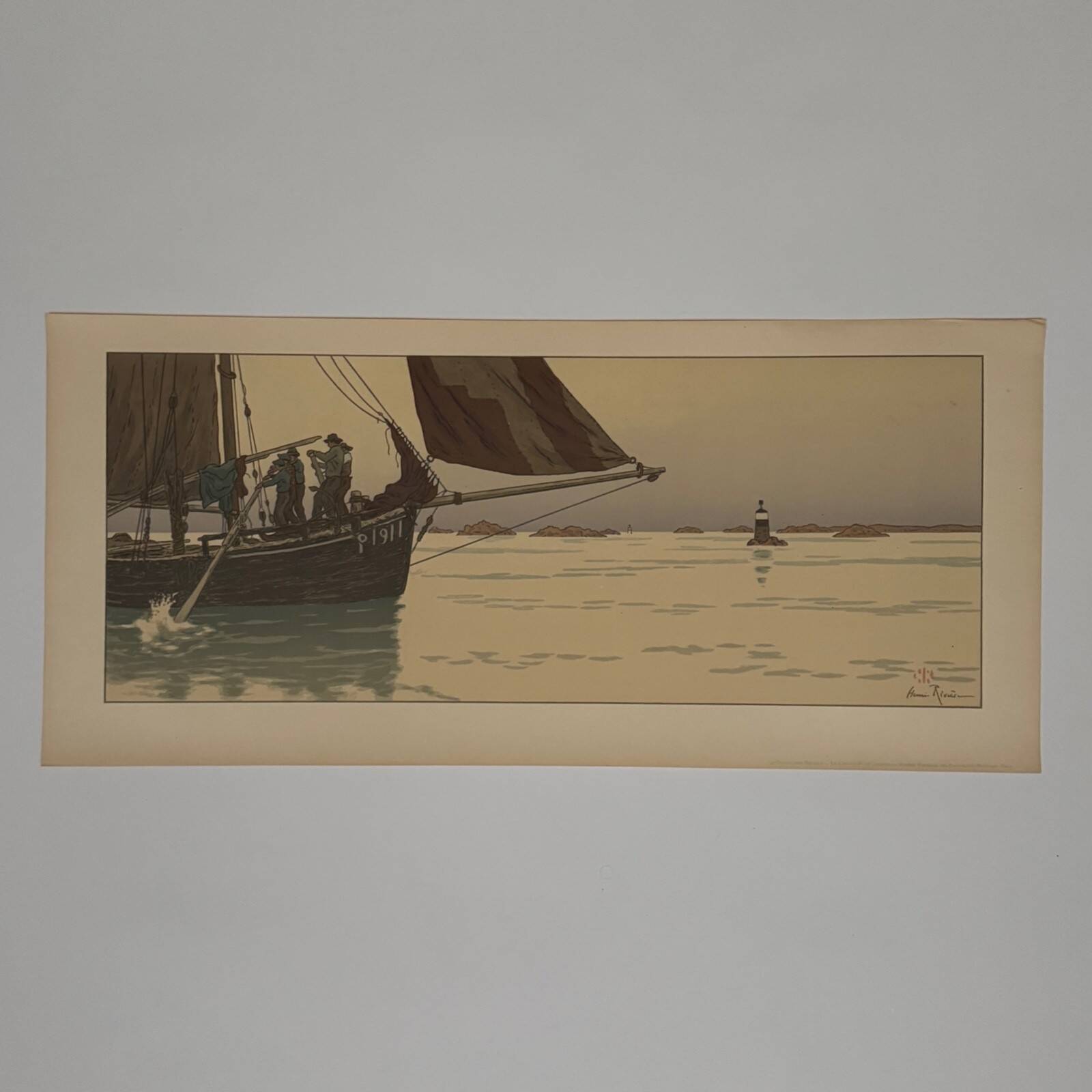 Lithographie par Henri Rivière La Féérie des Heures - Le Calme plat