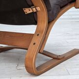 1970s, Danish armchair by Komfort, furniture leather, canvas, bent wood.