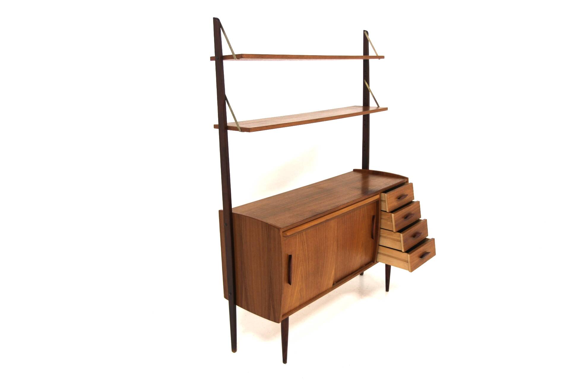 Scandinavian teak bookcase chest of drawers, Sweden, 1960