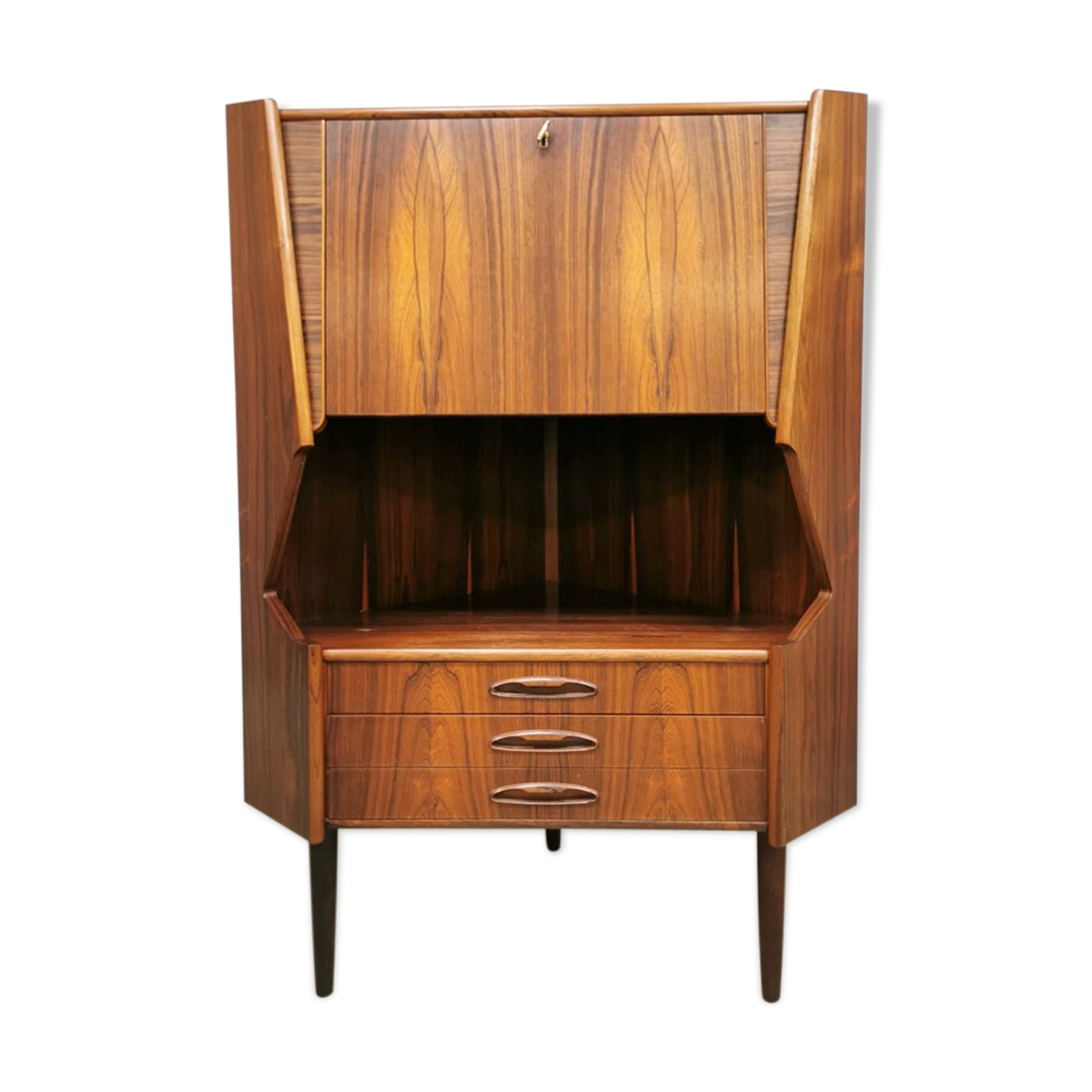 Midcentury design corner cabinet bar ‘rosewood delight’