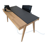 Habitat leather and wood office
