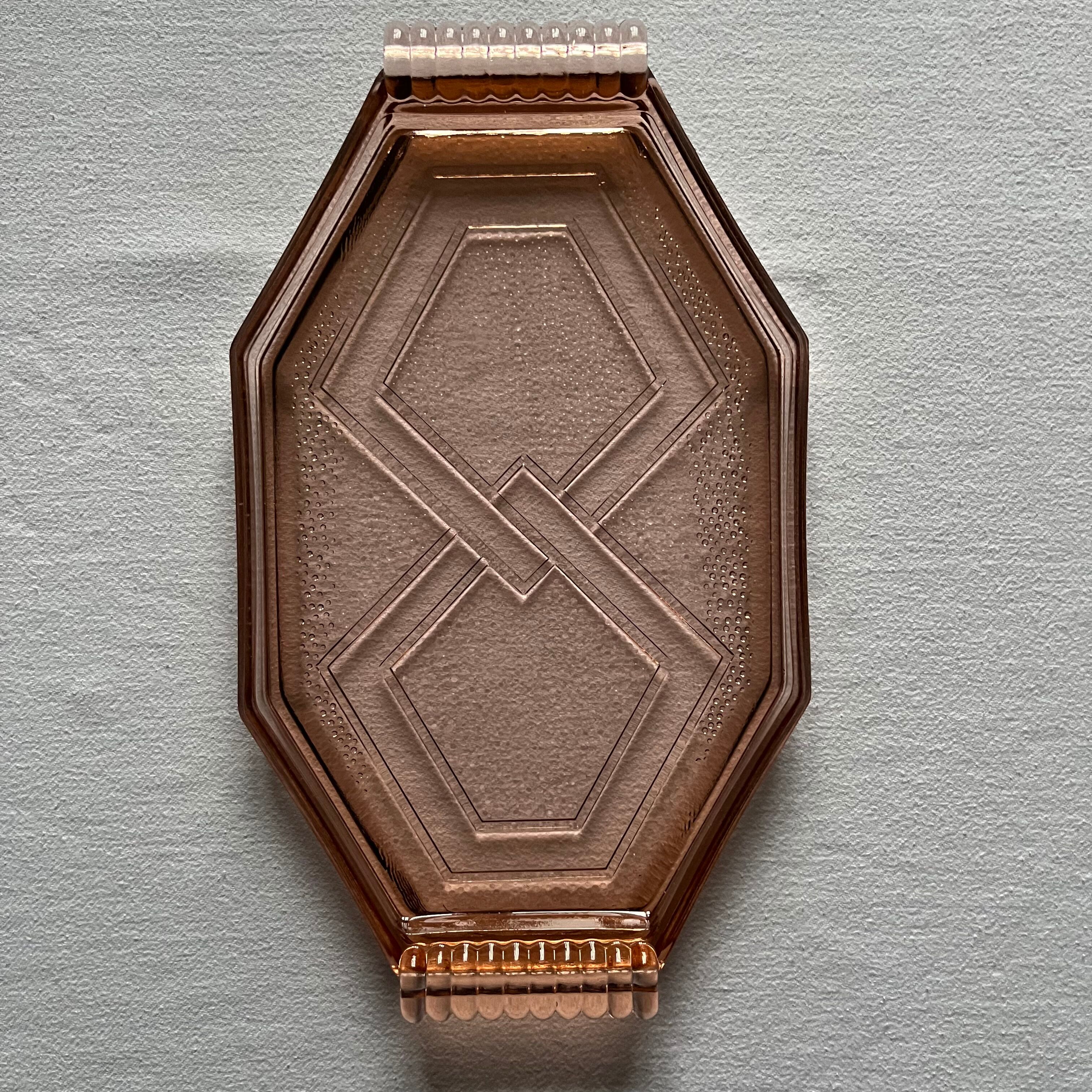 Set of 2 Art Deco glass trays