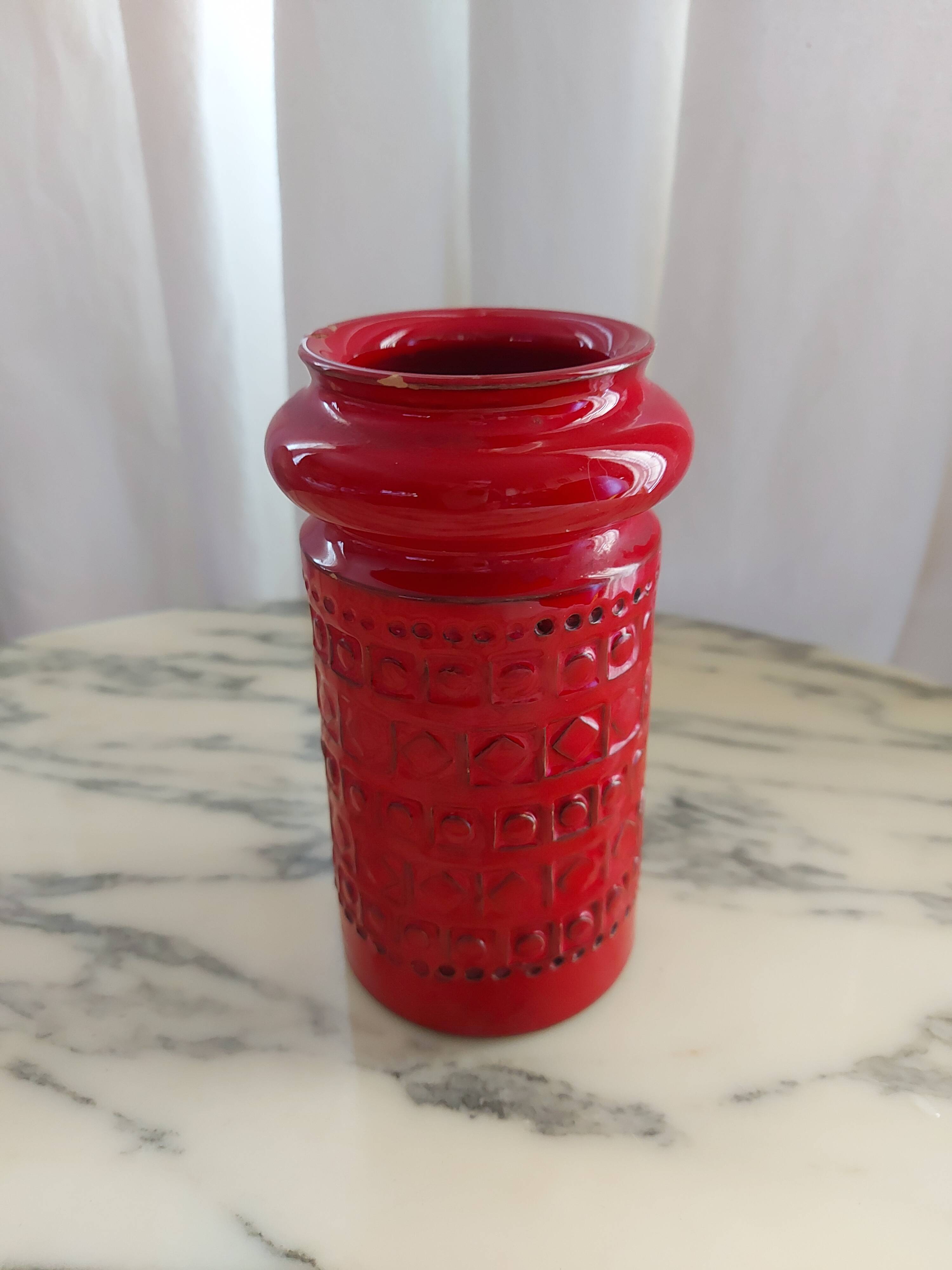 Red ceramic vase Aldo Londi , Bitossi , Italy