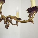 Vintage french bronze 5 light chandelier with leaf detail 3936