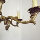 Vintage french bronze 5 light chandelier with leaf detail 3936