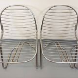 Set of 4 vintage Italian Gastone Rinaldi style chairs in chrome metal