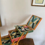 Vintage worker, sewing box feet compass