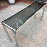 Console en inox et verre fumé - 1970