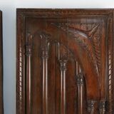 Pair large carved Portuguese oak wall panels, ca. 1850
