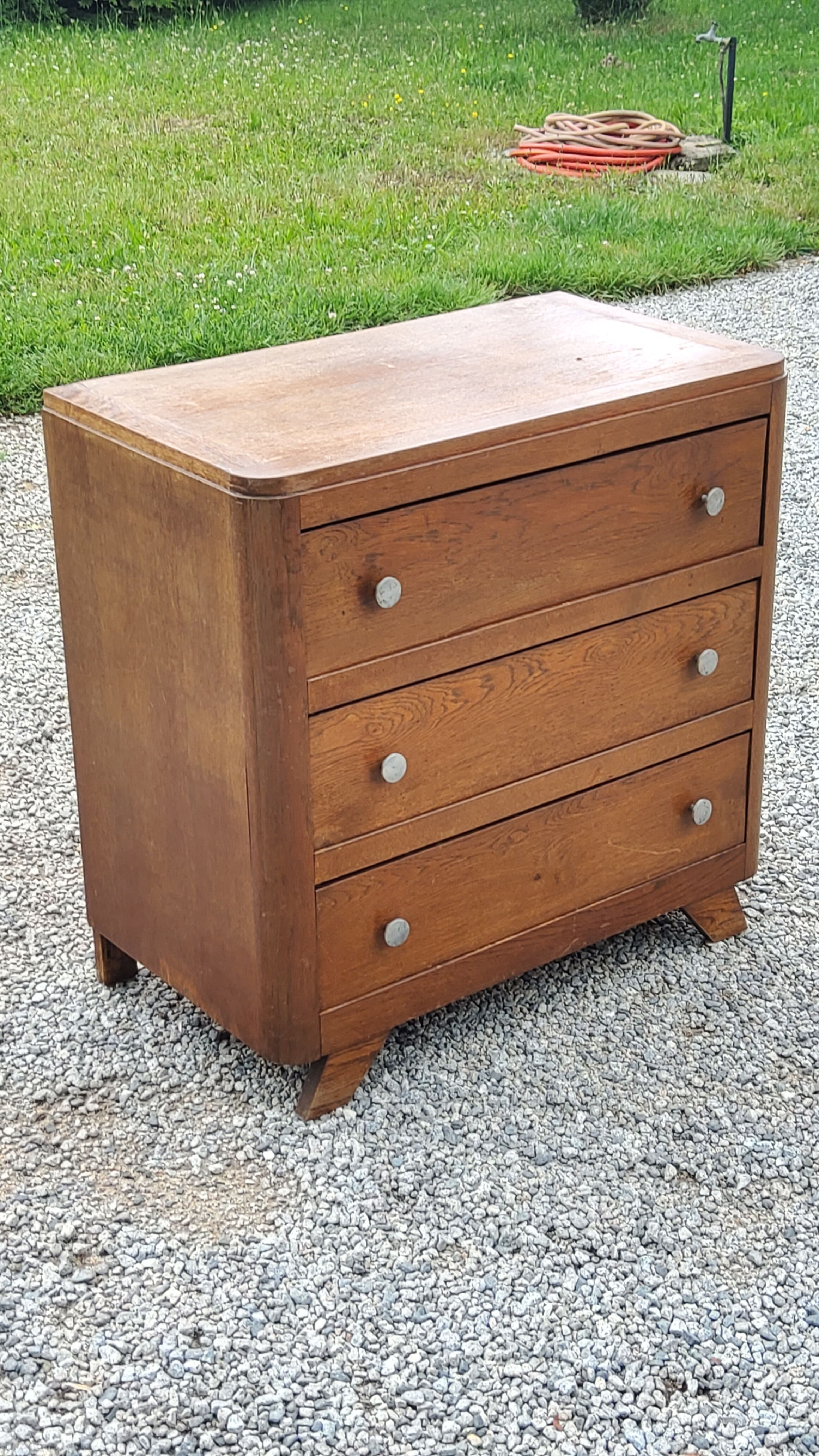 Vintage oak chest of drawers legs compass 3 drawers from the 50s