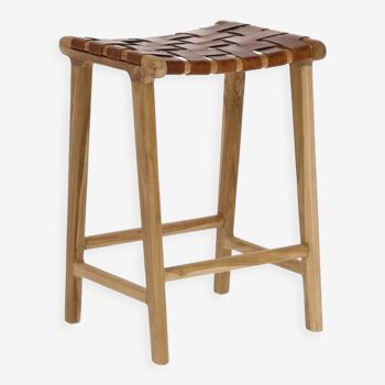 Low bar stool leather