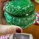 Art Deco box in malachite glass in the style of Schlevogt/collection Ingrid
