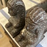 Old pair of slotted andirons