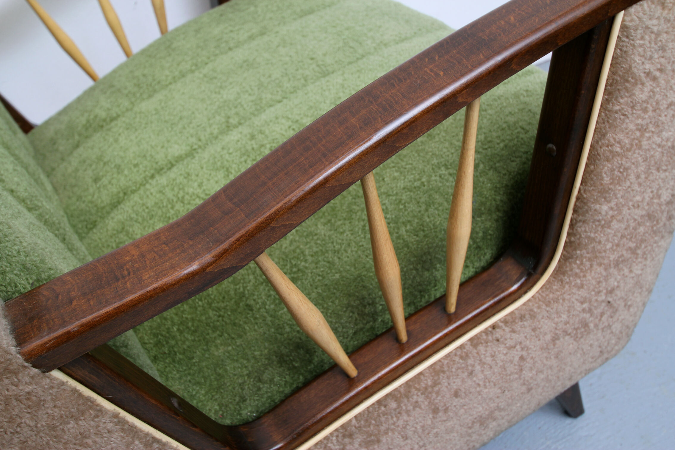 1950s chair in beige and green