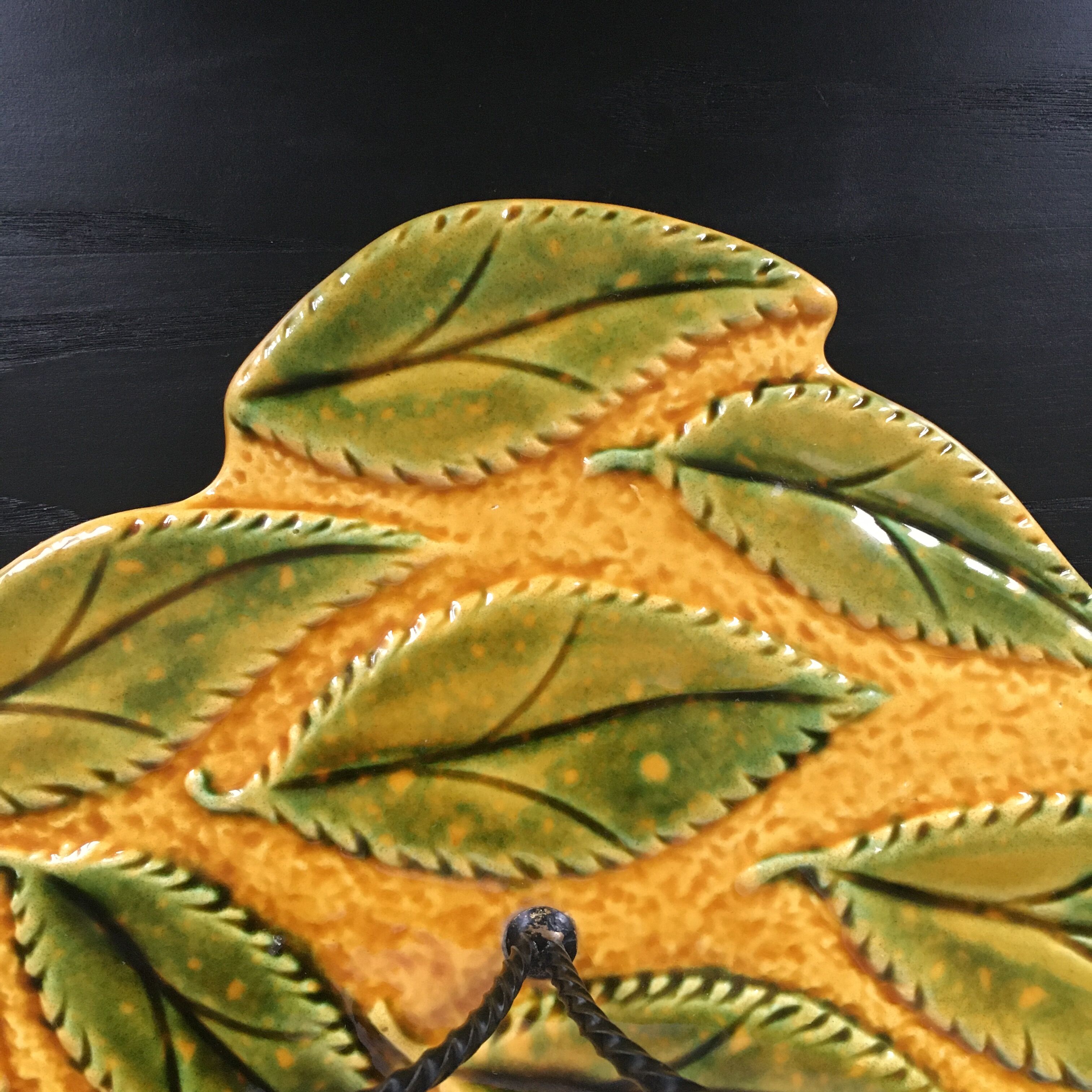 Dish signed Vallauris barbotine