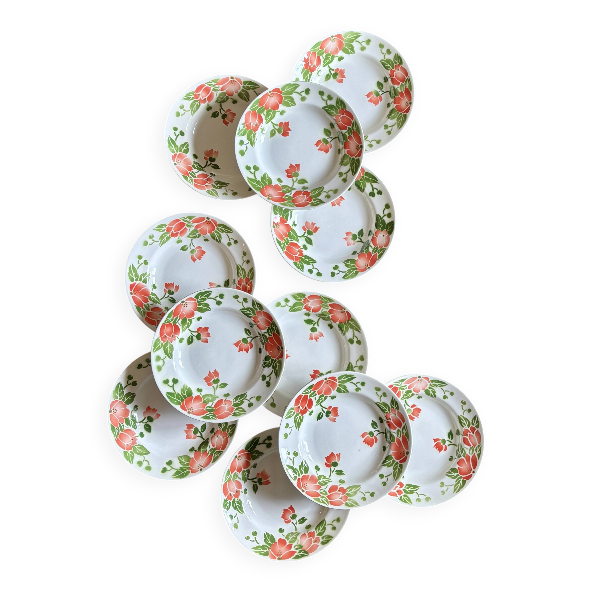 Set of 11 vintage deep plates by Eric de Moulin des Loups.