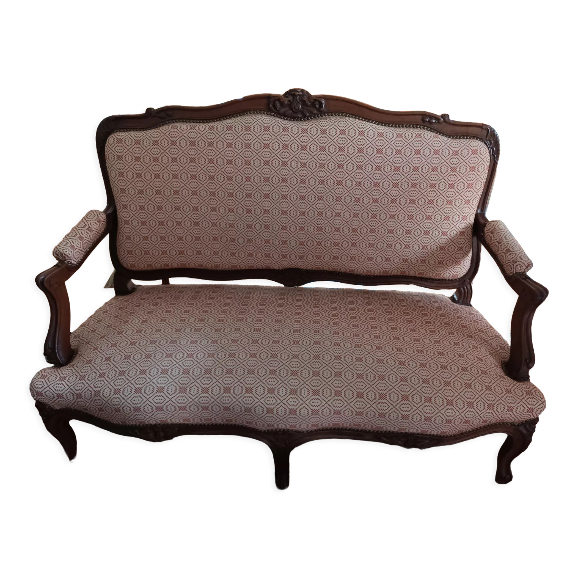 Canapé 2 places en bois et tissu