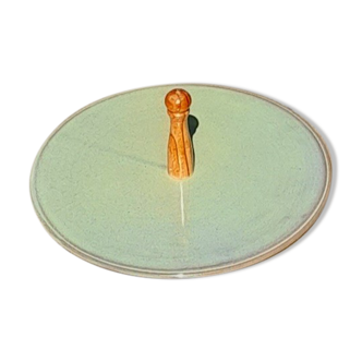 Ceramic cheese platter glazed green celadon