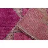 Vintage Turkish Hand-Knotted Wool Cotton Pink Runner Rug 80x264