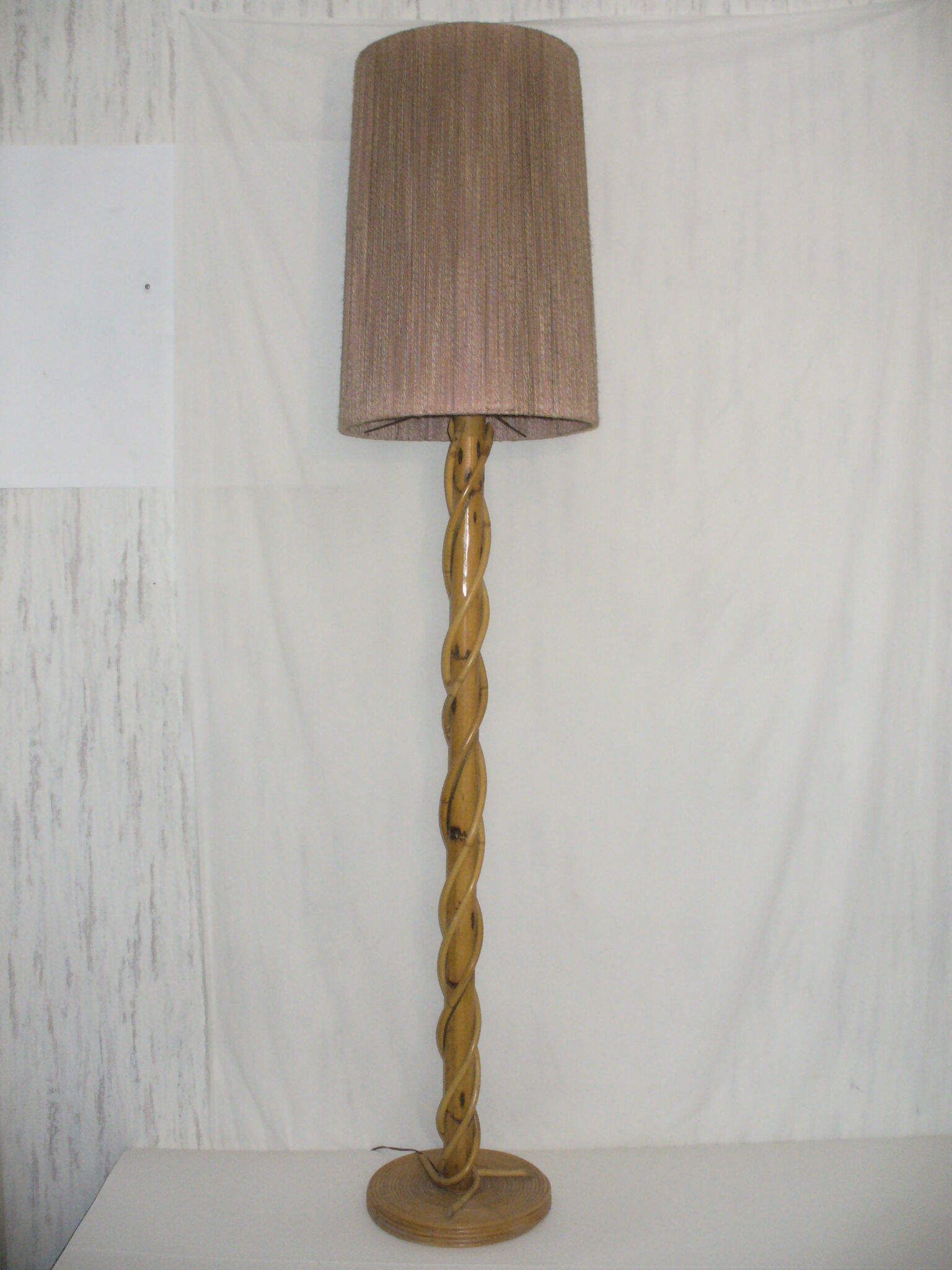 Rattan floor lamp from the 50s