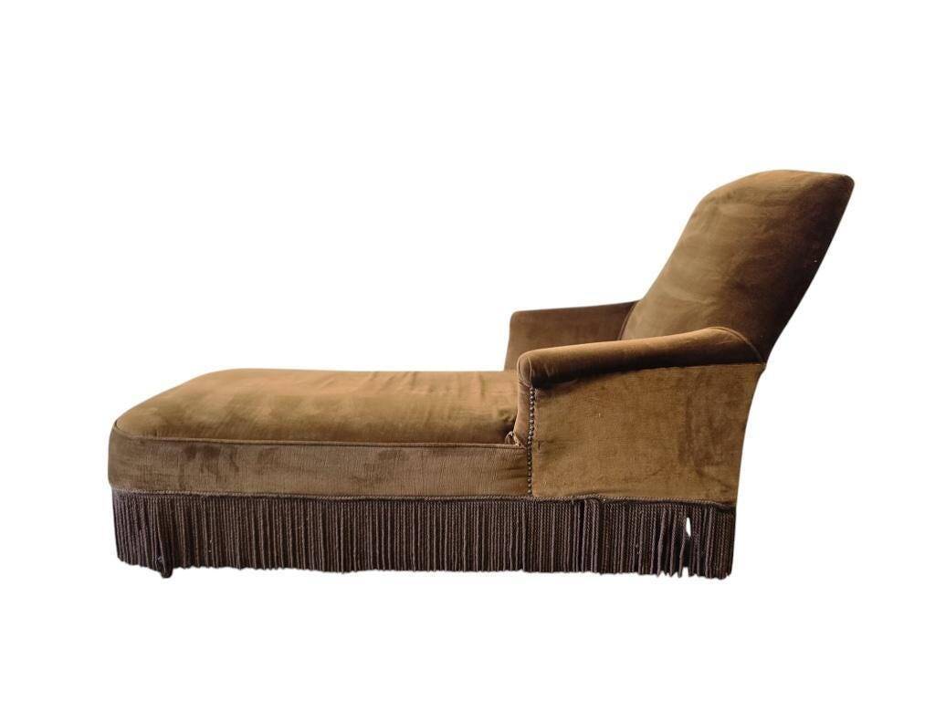 Chaise longue vintage / fauteuil / méridienne avec franges