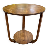 Guéridon / Table basse ronde vintage Art Déco en bois cintré 1960