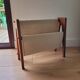 Scandinavian magazine rack exotic wood and linen