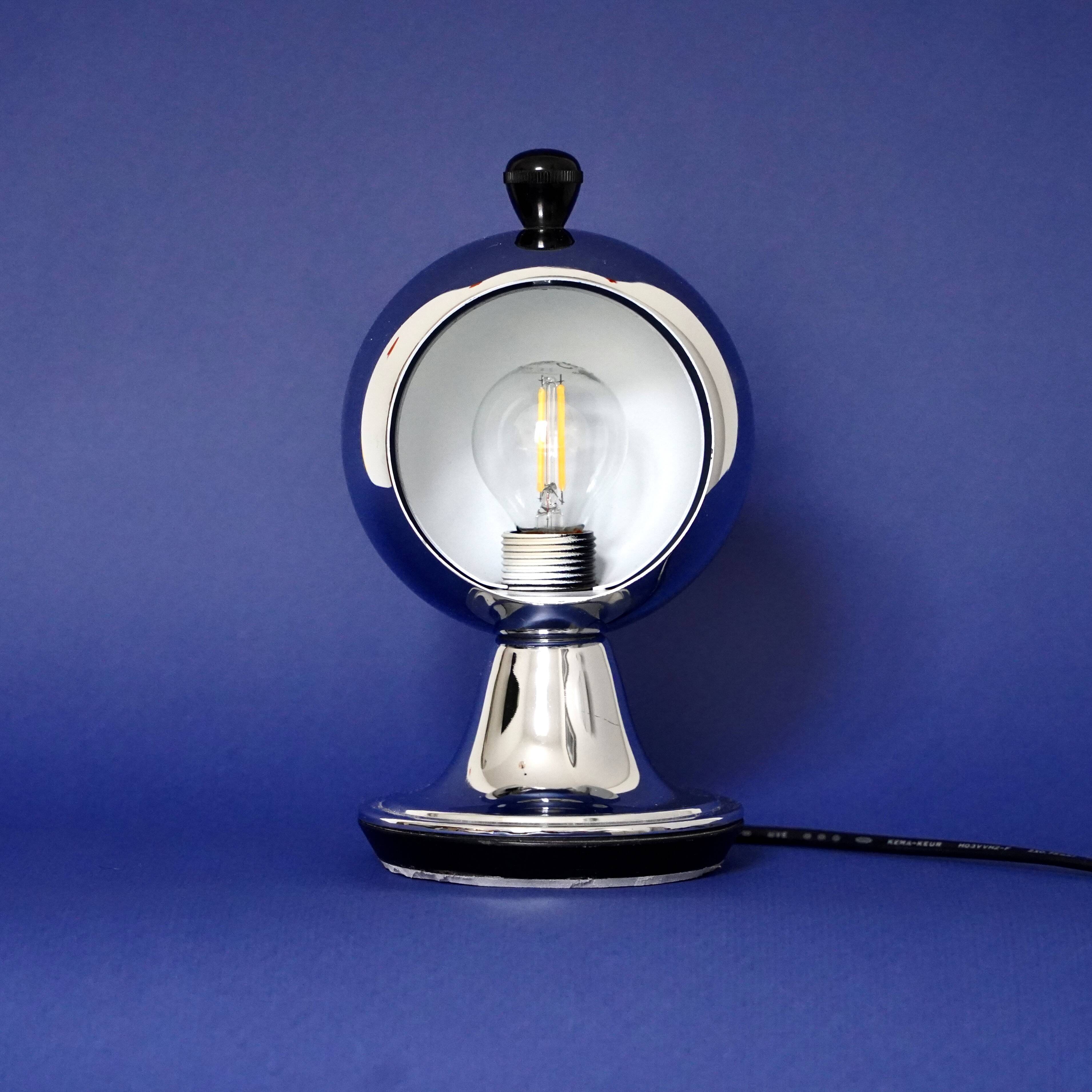 Chrome Spherical "Eclipse" Table Lamp – Inspired by Iconic 1960s Space Age