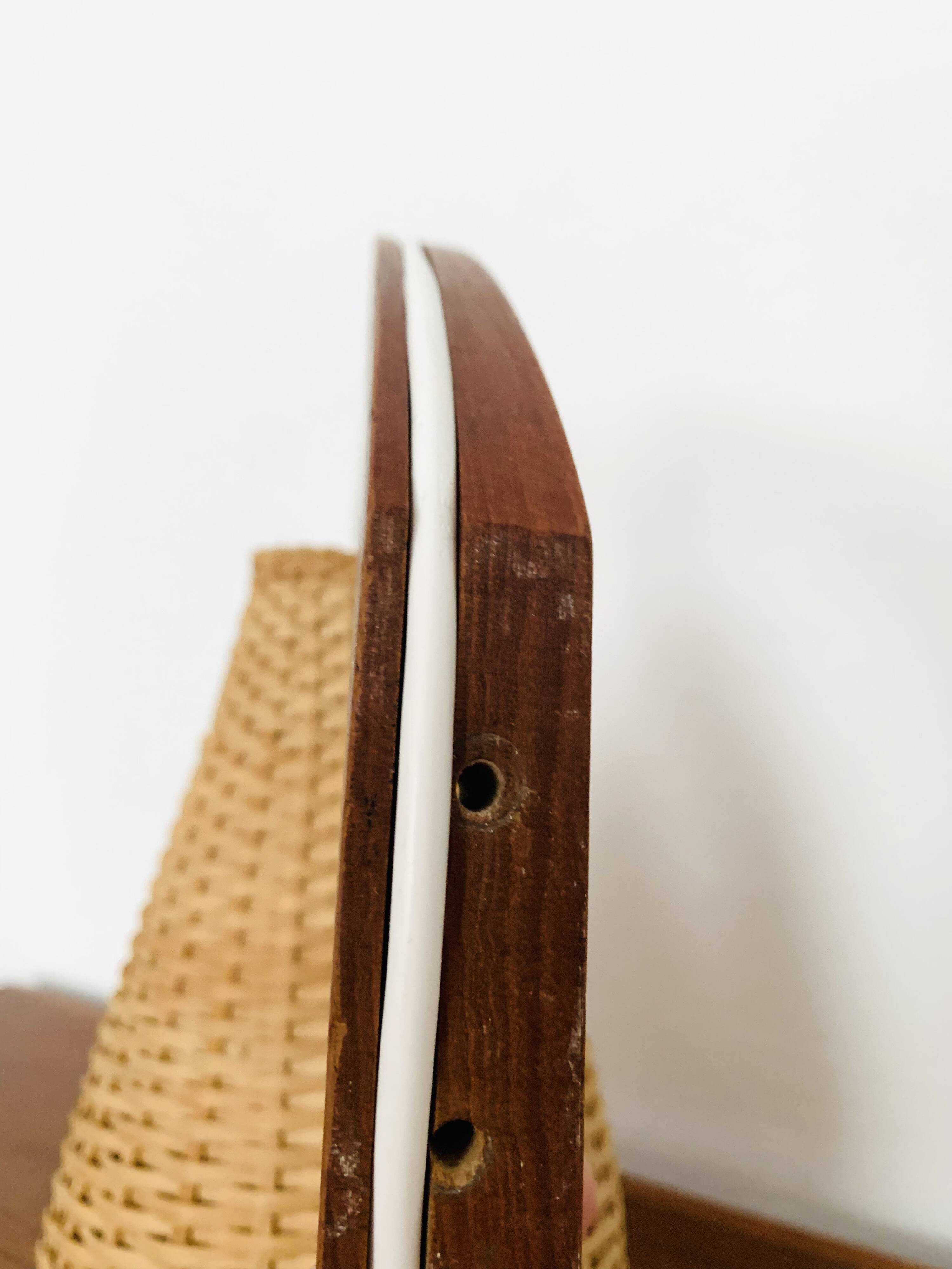 Danish Teak and Wicker Wall Lamp