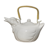 Teapot in the shape of a duck in white ceramic 1960 vintage