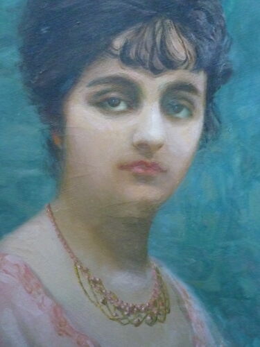 Portrait jeunne femme, oil on canvas signed B. Zo. Laroque (1876 - 1967)