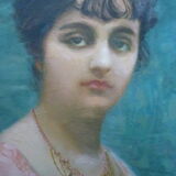 Portrait jeunne femme, oil on canvas signed B. Zo. Laroque (1876 - 1967)