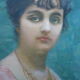 Portrait jeune femme, huile sur toile signée Laroque