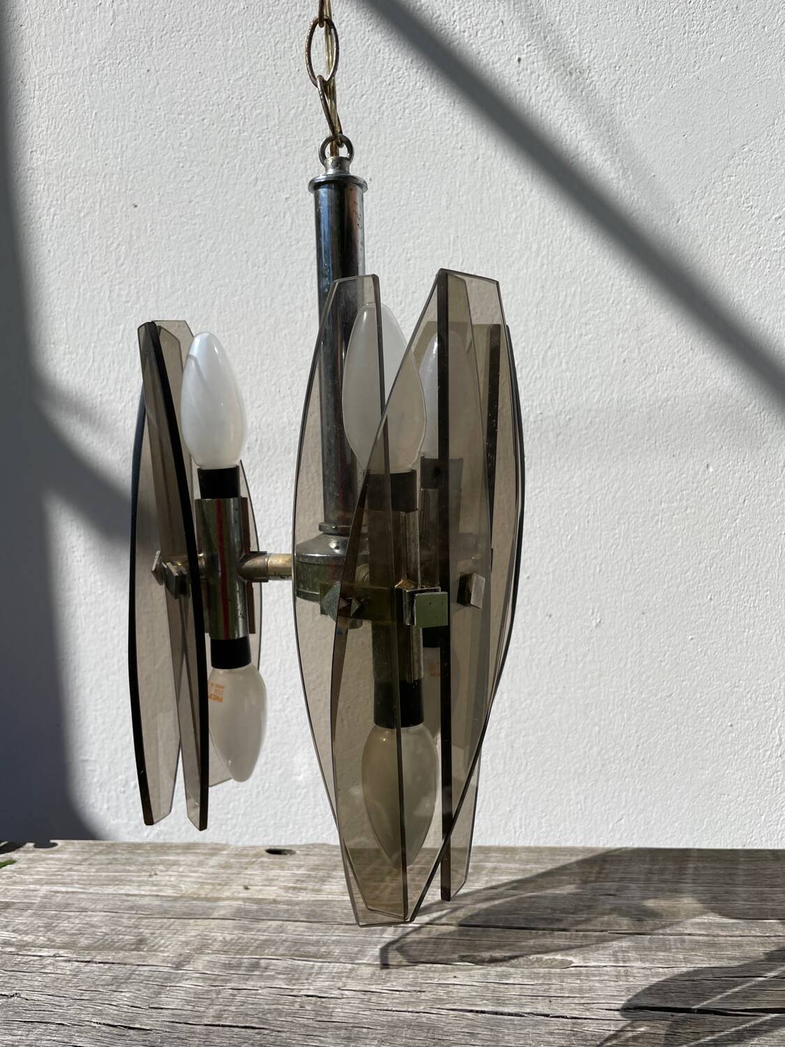 Italian smoked glass chandelier 1970 Veca