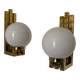 Opaline brass wall lights from the 1970s.