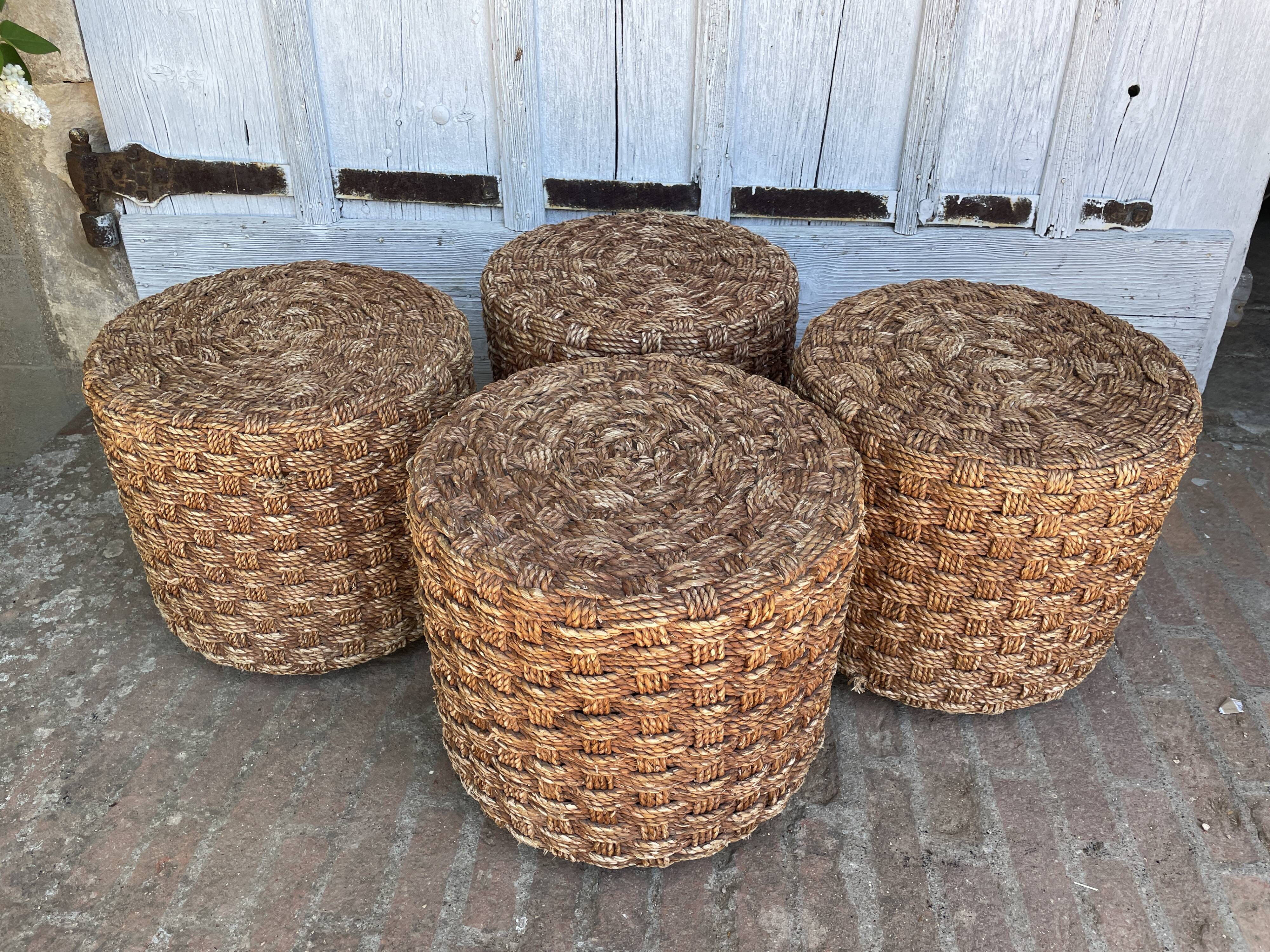 4 wooden stools and rope 1960