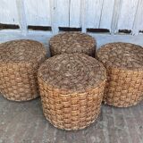 4 wooden stools and rope 1960