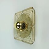 Applique murale lourde en verre glacé du milieu du siècle des années 1960-70