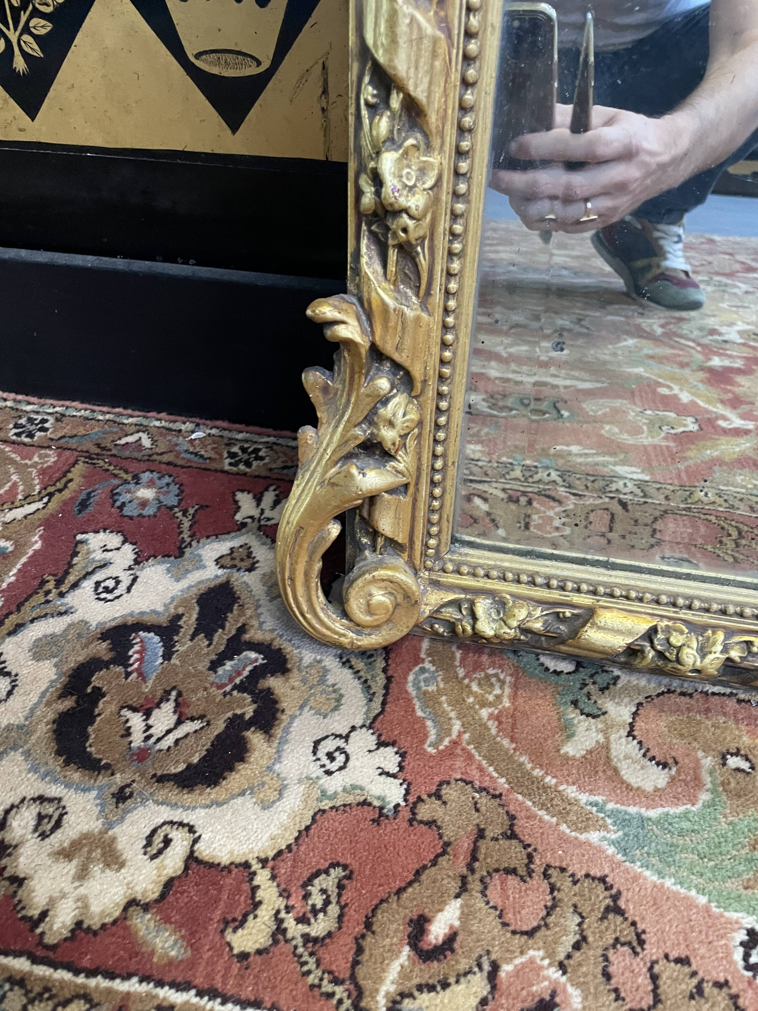 Napoleon III era mirror with gold leaf