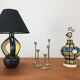 Yellow and black ceramic lamp, Vallauris
