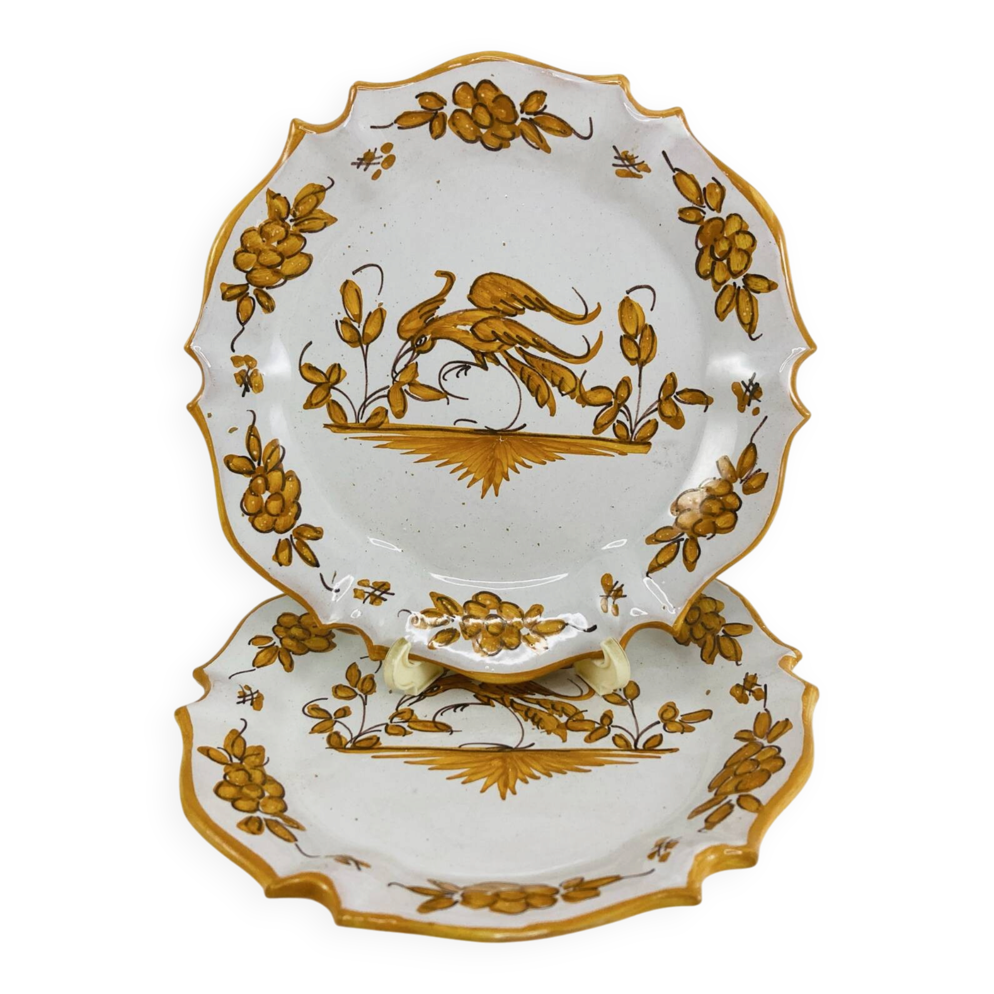 Pair of Small Bread Plates Faience Martres-Tolosane Ochre Decor