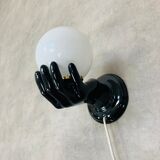 Black and opaline ceramic hand lamp