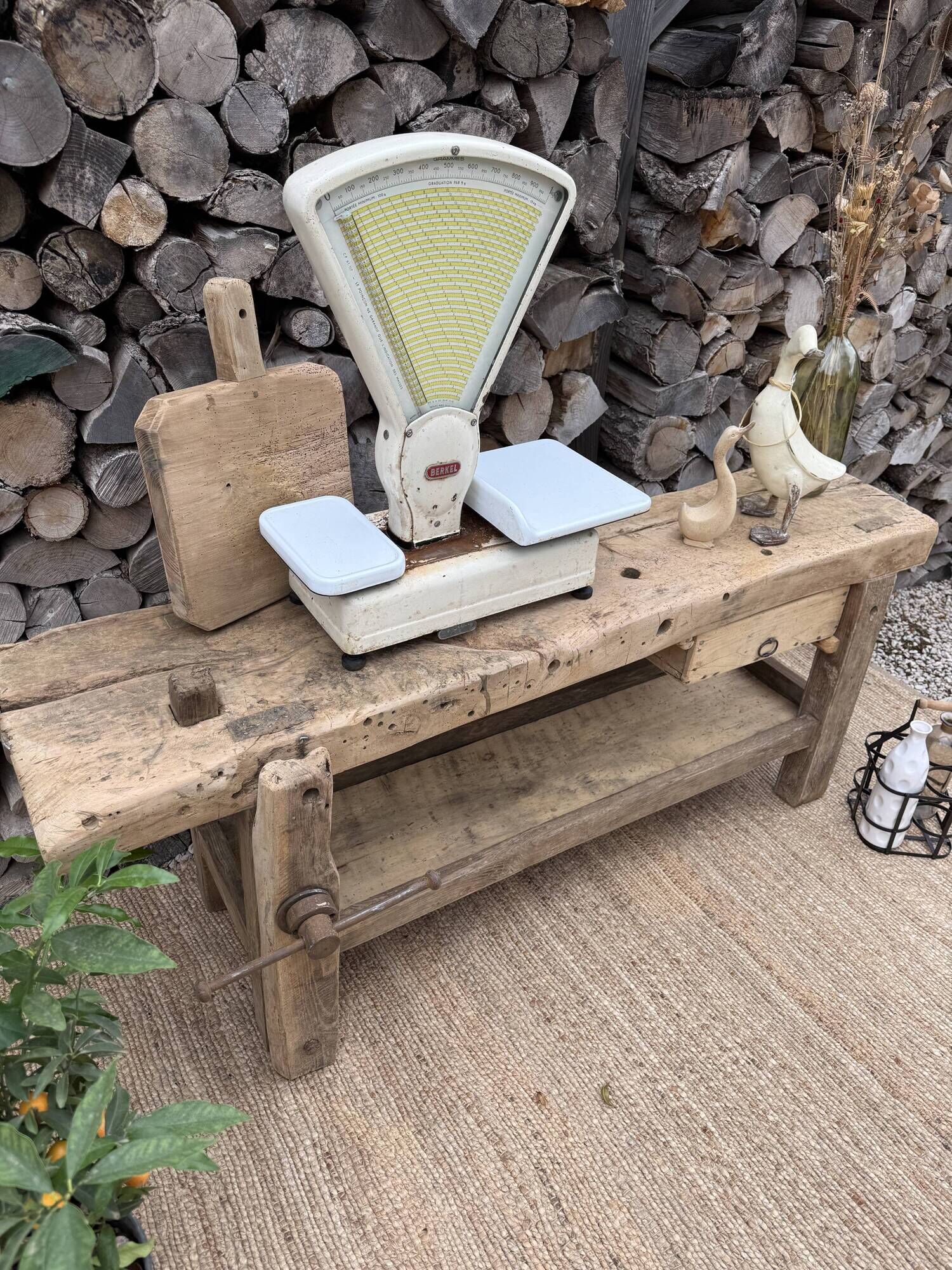 Renovated carpenter's workbench 170cm